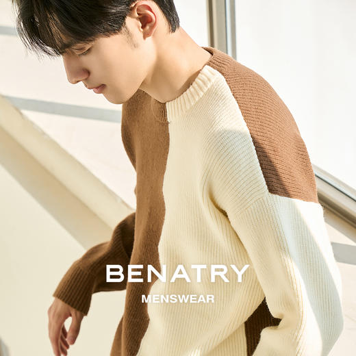 贝纳川拼色圆领经典男士毛衣ECP416002 商品图2