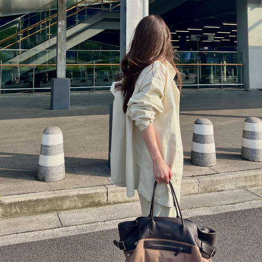 ROMI STUDIO“随性简约”100%斜纹棉高腰宽松香草色牛仔直筒裤K3617 商品图2