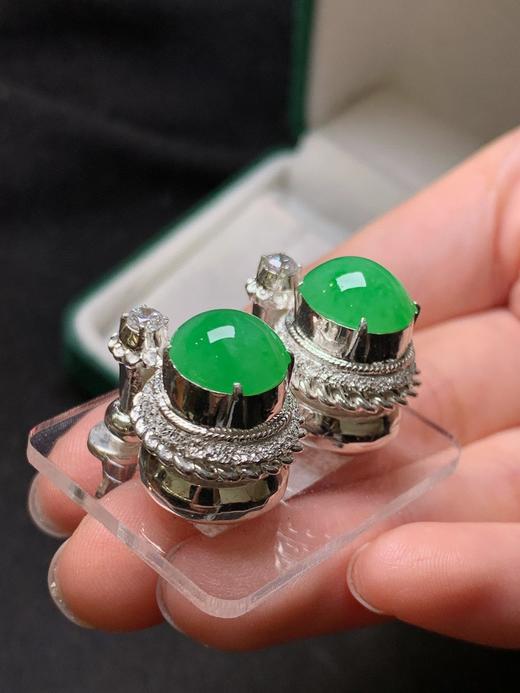 蛋面翡翠耳钉 商品图4