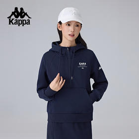 Kappa卡帕背靠背2025新款运动针织套头衫女款半拉链休闲连帽卫衣K0F22MT40