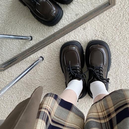 【YW】无忧购系带小皮鞋百搭森系厚底增高单鞋乐福鞋（截单后7天发货) 商品图1