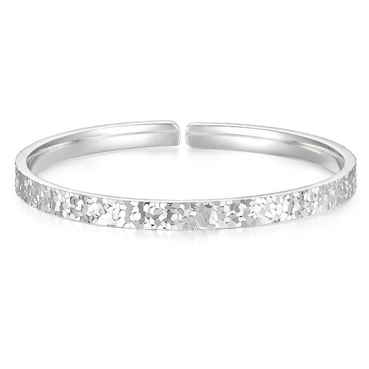 卡蒂罗/KADER 碎碎冰满天星 新中式轻奢大牌小众简约高级感闪亮实心银镯子 岁岁平安年轻款流金岁月 商品图3