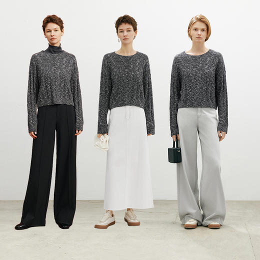 【商场同款】麦檬春秋深灰色绵羊毛套头毛衫5F2130901 商品图1