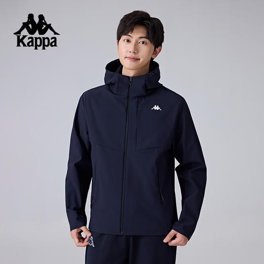 Kappa卡帕背靠背运动外套男2025新款休闲连帽夹克针织开衫上衣潮K0F12MK41 商品图0