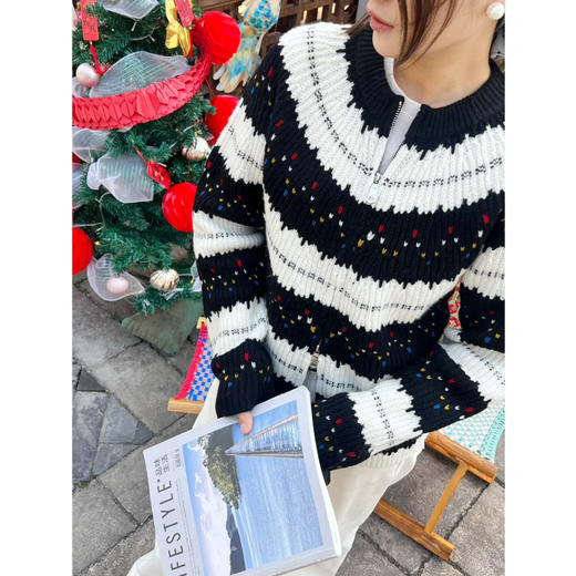 2501102   erd* 点点条纹 拉链开衫 商品图5