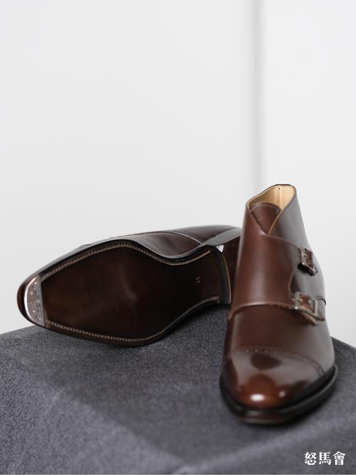 手工固特异法国小牛皮咖啡色双扣孟克靴 商品图2