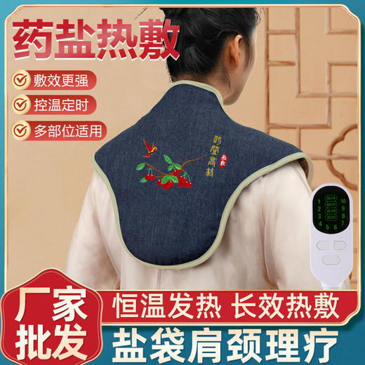 电加热理疗盐袋护颈热敷包粗盐艾绒肩颈宝艾草发热家用海盐艾灸肩 商品图0