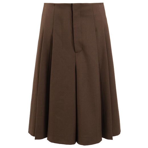 SELFWHO复古棕咖色a字百褶裙裤女2025春季新款通勤宽松休闲阔腿裤 商品图4