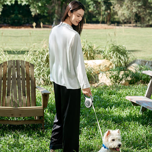 礼物重磅真丝睡衣情侣款100%桑蚕丝烫钻刺绣高级感家居服金三塔  YSFFA210/YSMFA204 商品图1