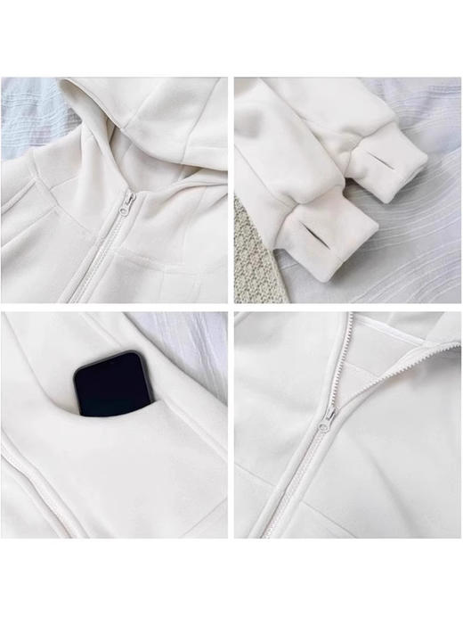 秋冬【lulu同款连帽开衫】卫衣外套 加绒加厚 修身显瘦 重磅双面奥粒绒运动外套 商品图4