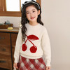 雀说双股加厚100纯羊毛半高领男女儿童同款针织衫樱桃刺绣套头毛衣ALT3080 商品缩略图8