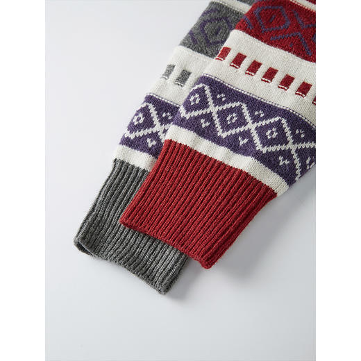 【89元福袋，不支持退换】熙世界2025春秋过年红色费尔岛针织衫慵懒宽松长袖撞色圆领上衣 商品图3