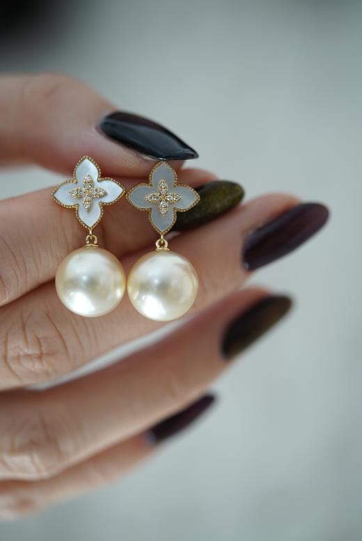 金珠耳饰「干枯玫瑰钻石四叶草」 商品图4