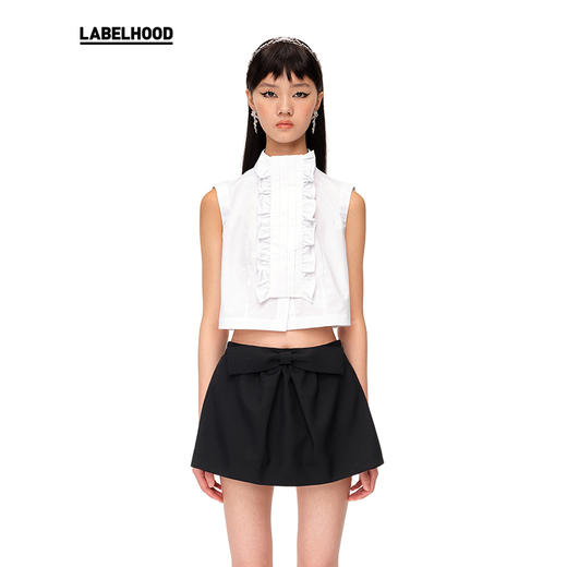 【SHUSHUTONG】蕾虎装塔片装饰无袖衬衣经典款背心短上衣 商品图3