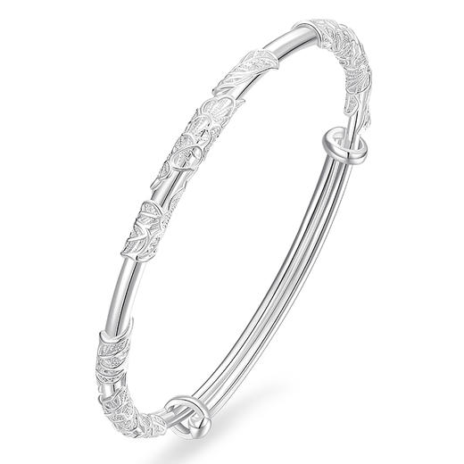 卡蒂罗/KADER 【足银999 可DIY】繁花似锦莲语手镯 新中式轻奢小众开口可调节可拆卸古风素圈银镯 圣诞妈妈 商品图1