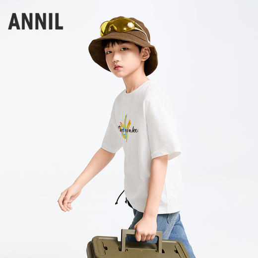 【商场同款在售】男童女童圆领短袖速干针织衫夏季新款安奈儿童装实体店同款AM511518 商品图1