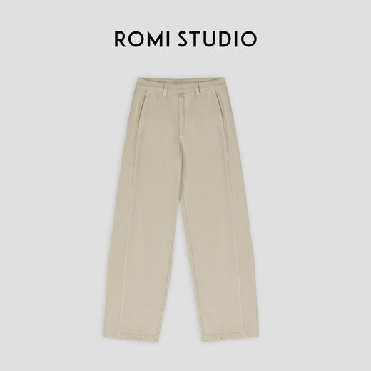 ROMI STUDIO“随性简约”100%斜纹棉高腰宽松香草色牛仔直筒裤K3617 商品图0