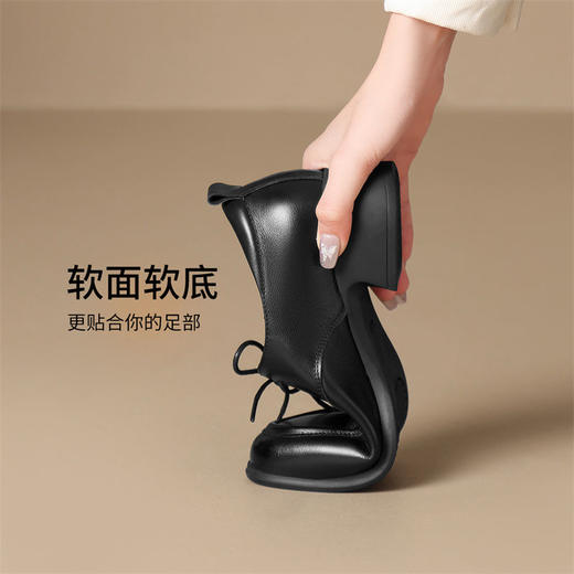 ZHR则则头层牛皮真皮粗跟高跟单鞋乐福鞋2025新款百搭时尚小皮鞋 商品图5
