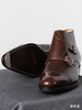 手工固特异法国小牛皮咖啡色双扣孟克靴 商品缩略图5
