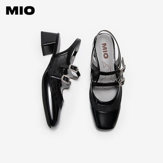 MIO米奥复古闪钻圆头时装凉鞋甜美可爱风舒适半凉鞋M252250707 商品图3