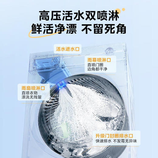 美的（Midea） 10公斤 滚筒洗衣机 全自动家用 纯平全嵌 元气2.0  医护级除菌螨 松露灰 MG10VC2 商品图4