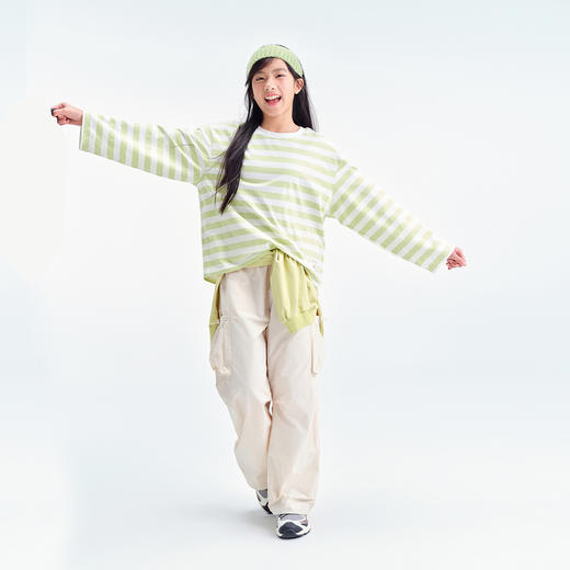 笛莎Deesha青少年女童T恤2025春季女童宽松版型长袖T恤 商品图1