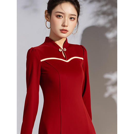 奢姿2025年春季新款大码女装气质镂空领复古连衣裙胖妹妹裙子9931852614 商品图2