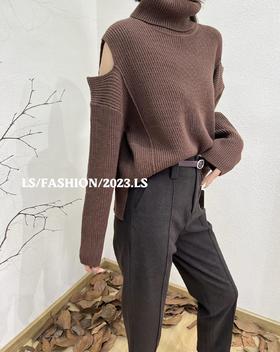 33GAZ150485#高领露肩毛织衫