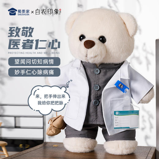【中医小熊】可定制创意毛绒职业小熊公仔儿童玩具服装可脱送礼礼物 商品图2
