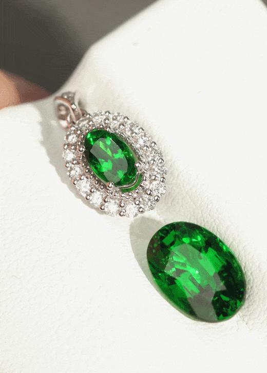 菜菜家萤火之光·沙弗莱项链|卡扎尼绿+高珠工艺+18k白金链，华贵又百搭 商品图2