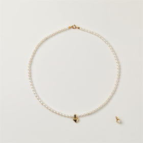 pearl moments珍刻 一颗金心 米粒珍珠项链