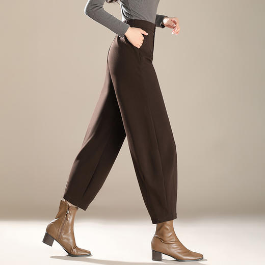 雀说高腰休闲季新款显瘦宽松大码黑色香蕉加绒长裤AL28619 商品图2