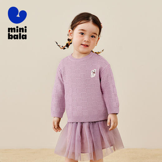 迷你巴拉男女童宝宝秋冬毛衫长袖百搭内搭萌趣提花软毛衣 商品图0