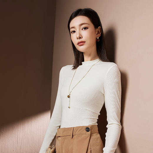 I'd爱帝【桑蚕丝】莱赛尔纯色小高领长袖女秋冬百搭打底衫 商品图1