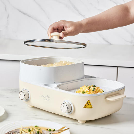 乐扣乐扣烤涮一体两用锅烤肉火锅一体家用涮烤烤肉锅一体多功能锅电烤炉烤串烤肉电烤盘电烧烤炉EJP1627WHT 白色 2L EJP1627WHT 商品图1