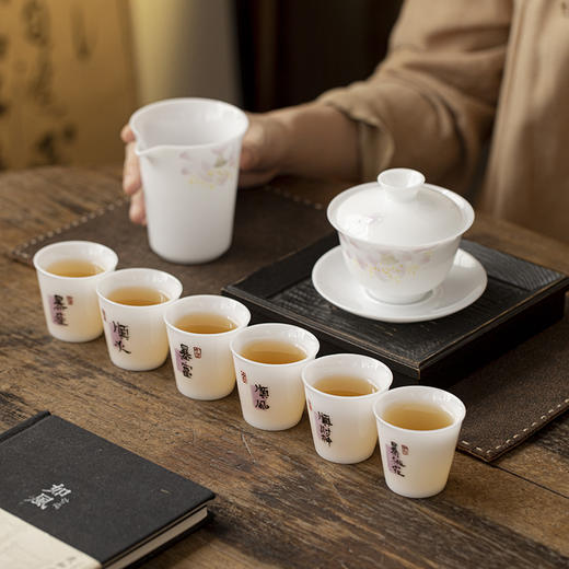 冰种玉瓷十二生肖纯手绘品茗杯 泥野手造单杯陶瓷家用办公室德化瓷都喝茶组合套装 商品图8