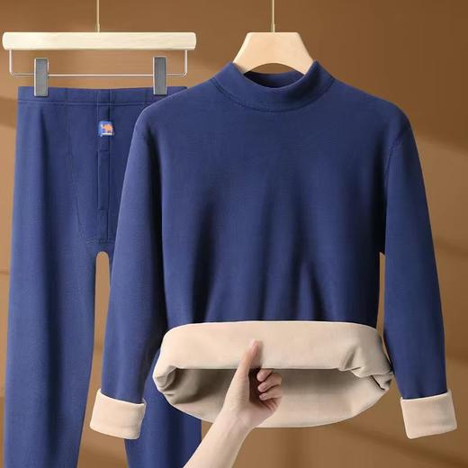 雀说【驼绒巨厚】秋冬季保暖内衣半高领男女套装加绒加厚防寒秋衣秋裤AL2308 商品图2