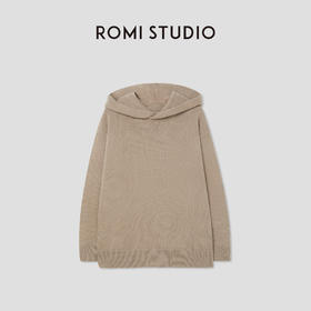 ROMI STUDIO美利奴绵羊毛锦纶混纺宽松连帽套头毛衫M2453