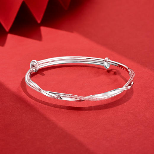 卡蒂罗/KADER  【纯银999 可DIY】福运循环手镯 莫比乌斯环系列开口可调节可拆卸素圈银镯小众新中式 礼盒 商品图8