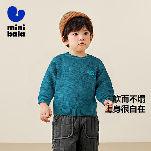 迷你巴拉男女童宝宝秋冬毛衫长袖百搭内搭萌趣提花软毛衣 商品图1