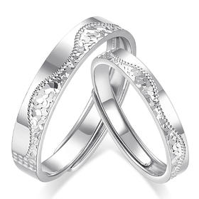 卡蒂罗/KADER 甜蜜碎碎冰情侣对戒 不规则磨砂钟情久久闪耀银河素圈开口戒一对 爆闪碎冰冰星河配饰