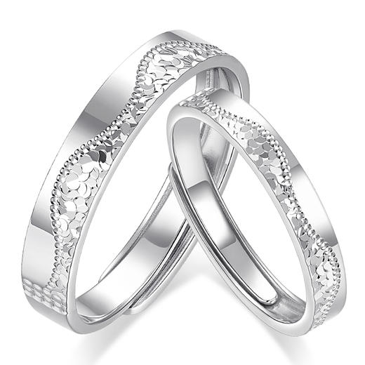 卡蒂罗/KADER 甜蜜碎碎冰情侣对戒 不规则磨砂钟情久久闪耀银河素圈开口戒一对 爆闪碎冰冰星河配饰 商品图0