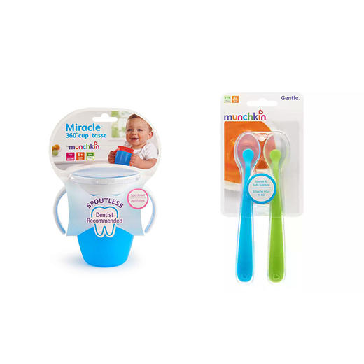 【保税仓】美国Munchkin满趣健魔术水杯7盎司 新生儿硅胶勺2只装 赠满趣健温感鸭子（所有非赠品颜色随机） 商品图0