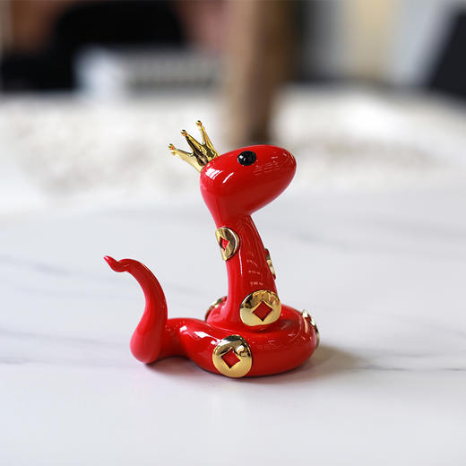 RODEO ART 蛇玲珑 皇冠版 红色12cm 送人送朋友客厅卧室玄关摆件生日礼物蛇年 商品图1