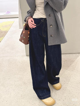 17-1 现货发 渠道圆正 lew 25早春 激光烧花 弯月镰刀牛仔裤 气球廓形牛仔裤 显腰细