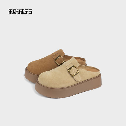 和诚行 2025春季新款复古百搭勃肯鞋厚底舒适外穿女半包拖鞋0820296 商品图3