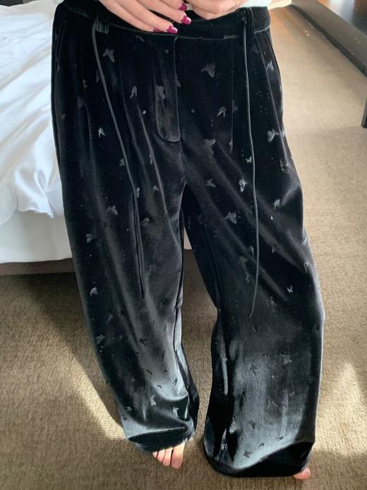 蝴蝶烫花加绒加厚保暖阔腿裤休闲裤冬季新款时髦个性长裤S-2XL 商品图5