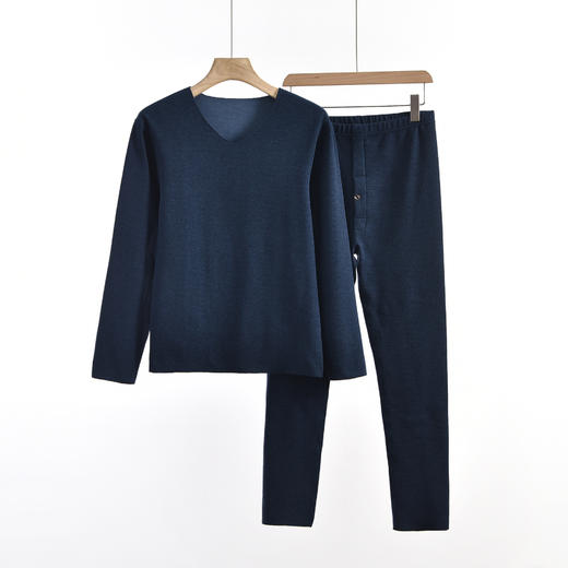 雀说男士蚕丝羊毛保暖内衣套装秋冬无痕发热暖姜贴片护肚护膝秋衣秋裤ALM3708 商品图6