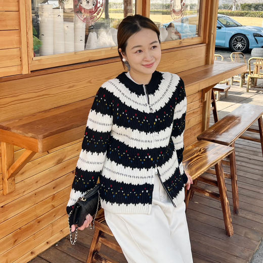 2501102   erd* 点点条纹 拉链开衫 商品图6