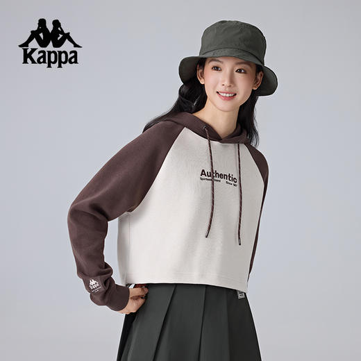 Kappa卡帕背靠背运动卫衣女新款休闲连帽套头衫针织衫短款上衣潮K0F22MT81 商品图1